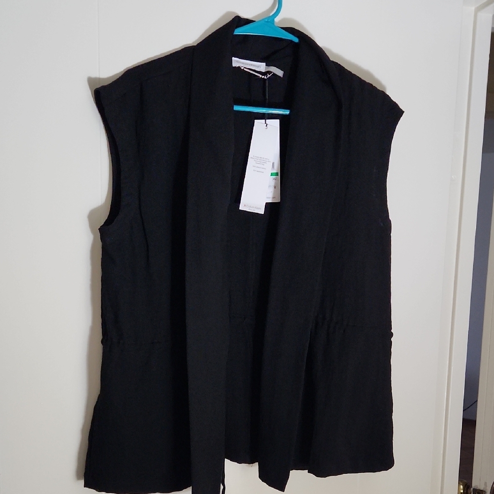 Calvin Klein Black Sleeveless Blazer
